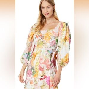 Vince Camuto Multicolor Floral Long Sleeve Dress